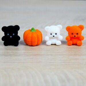 Flocked Miniatures - 1" Cute Minis - Set of 4 - Fall & Halloween‎ Crafts